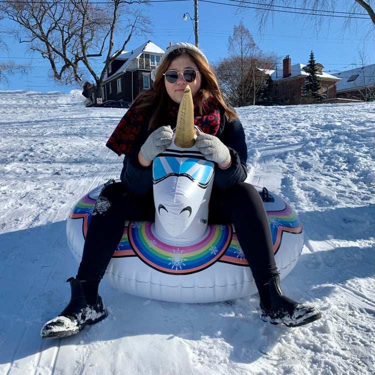 Giant Unicorn Inflatable Snow Tube straight