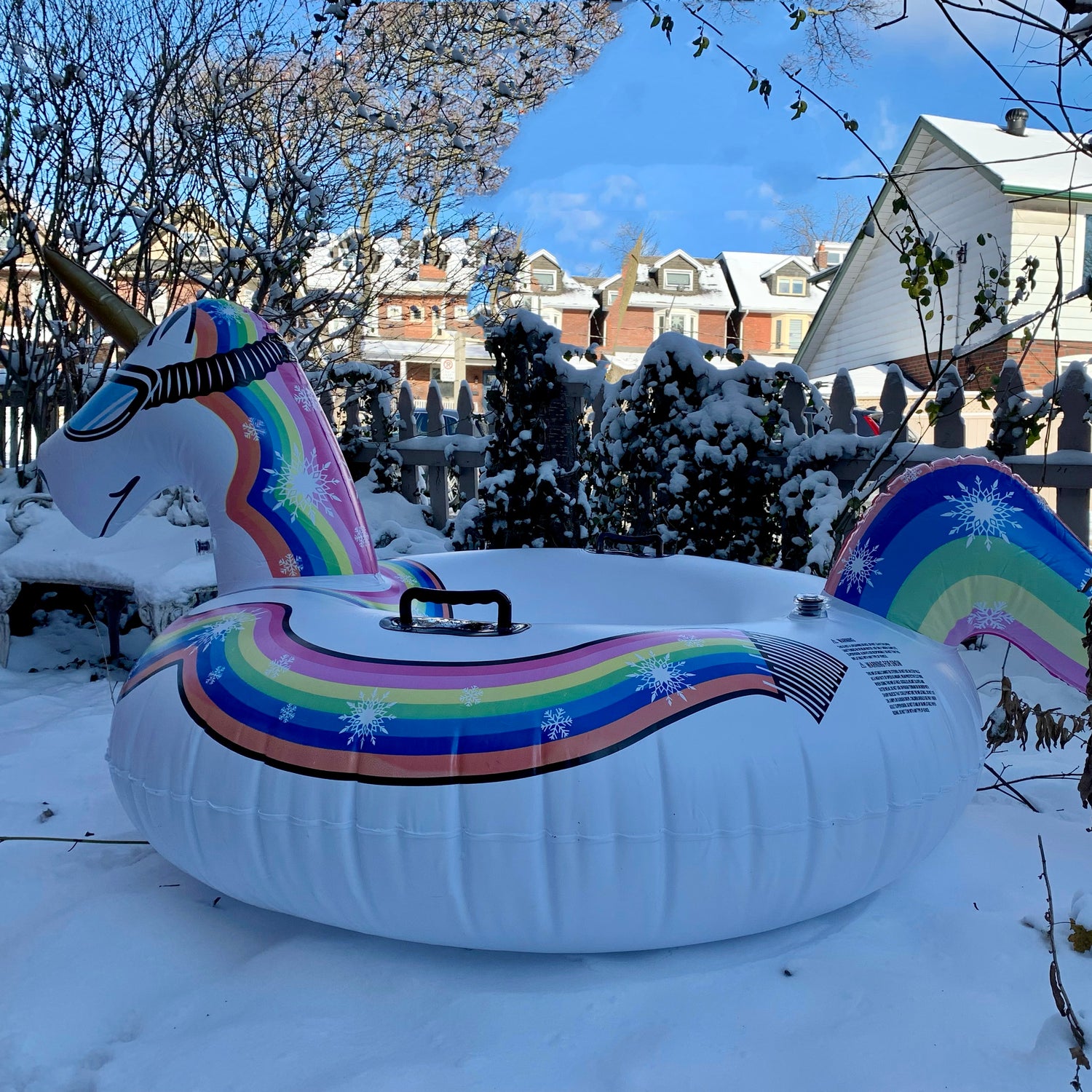 Giant Unicorn Inflatable Snow Tube home